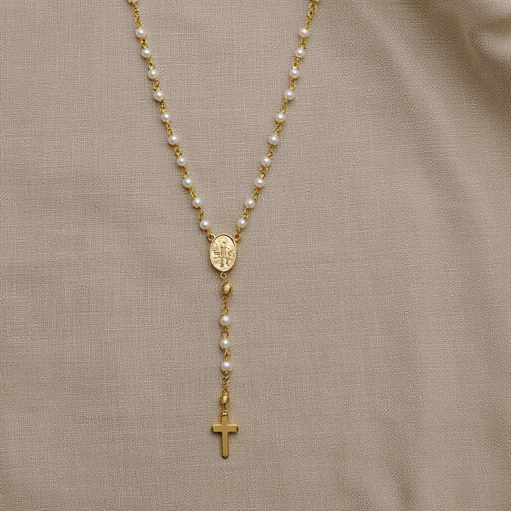 Fio Terço de Luz em Prata Dourada (51cm)