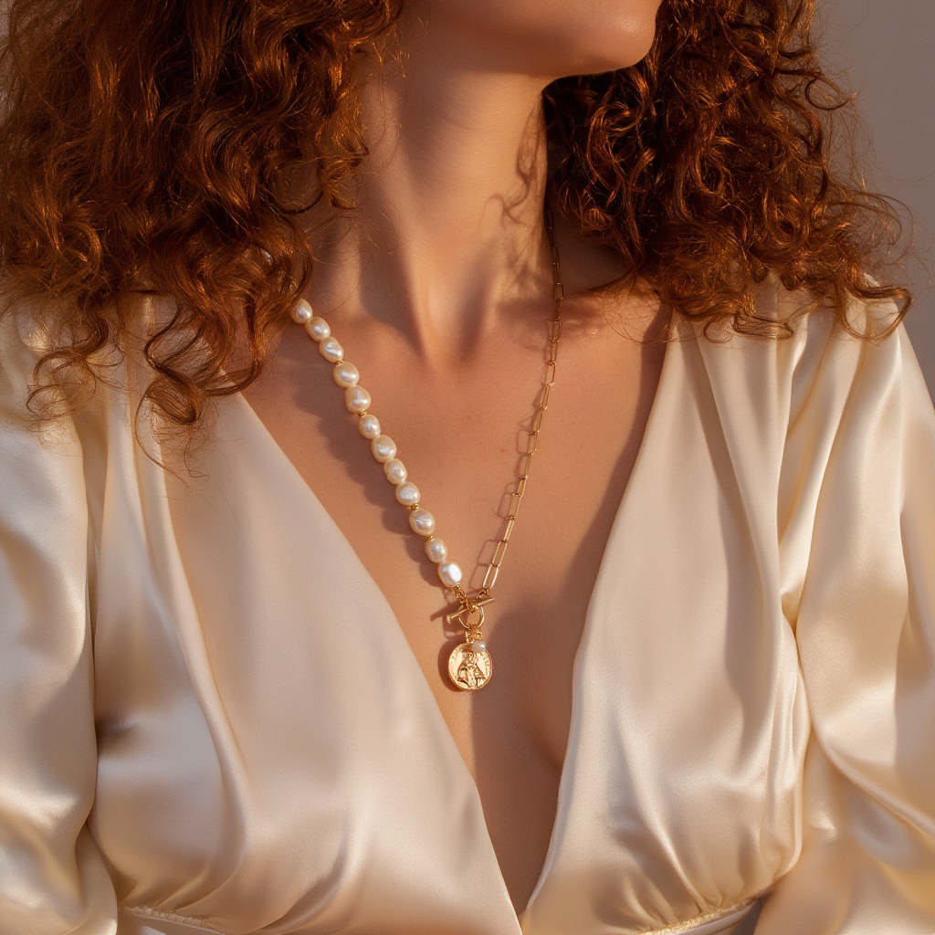 Silver Necklace with Stylized Heart and Zirconias