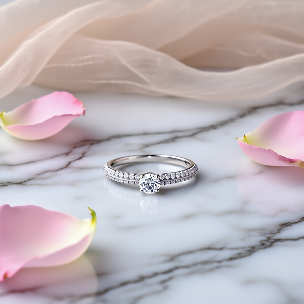 Anillo de oro blanco de 19 k con diamantes (T21)