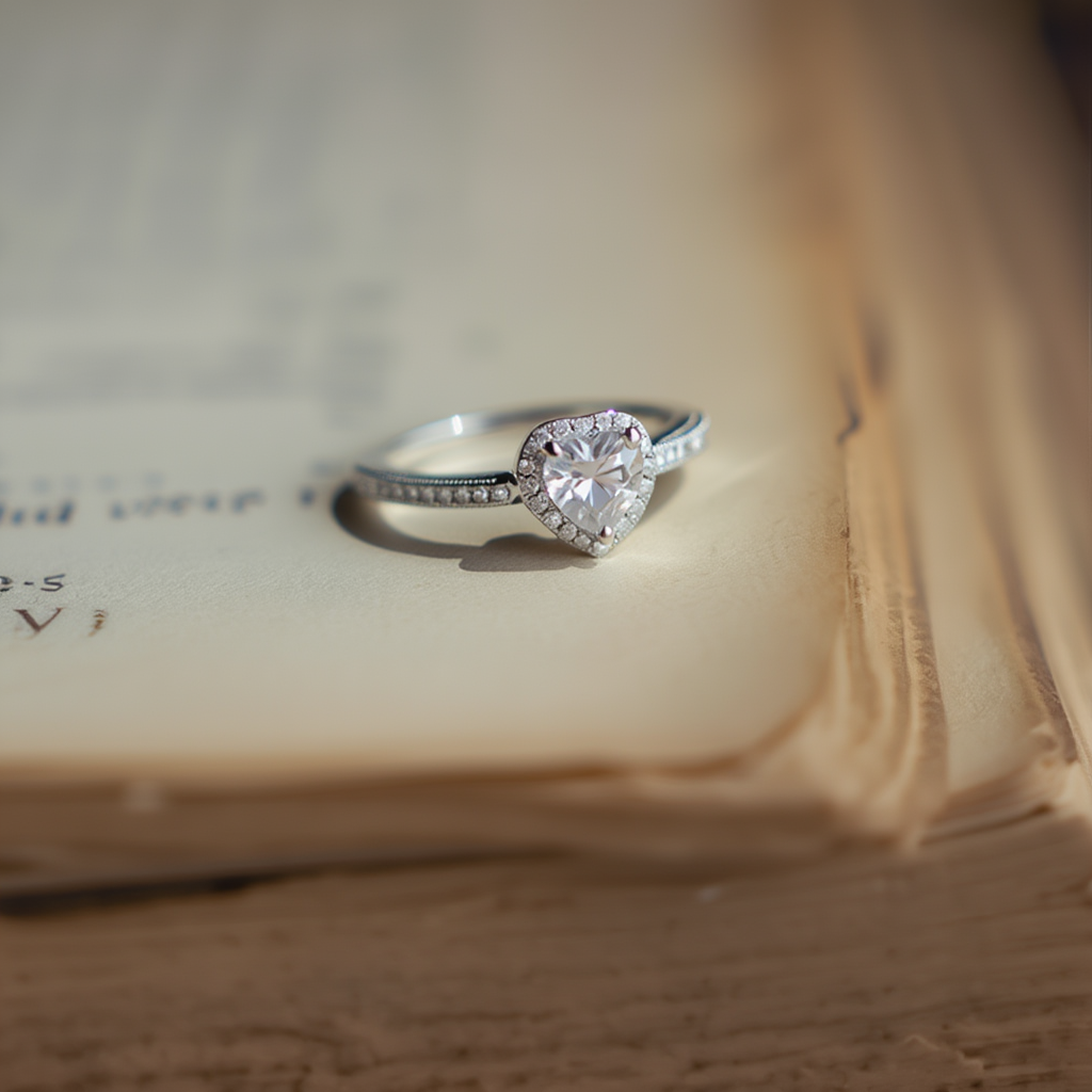 Solitário em Prata com Zircão Coração