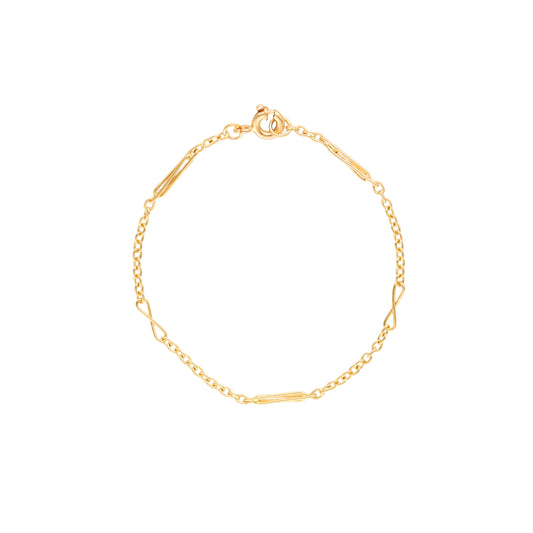 Pulseira de Criança em Ouro 19kl com Traves e Elos Infinitos (14cm)
