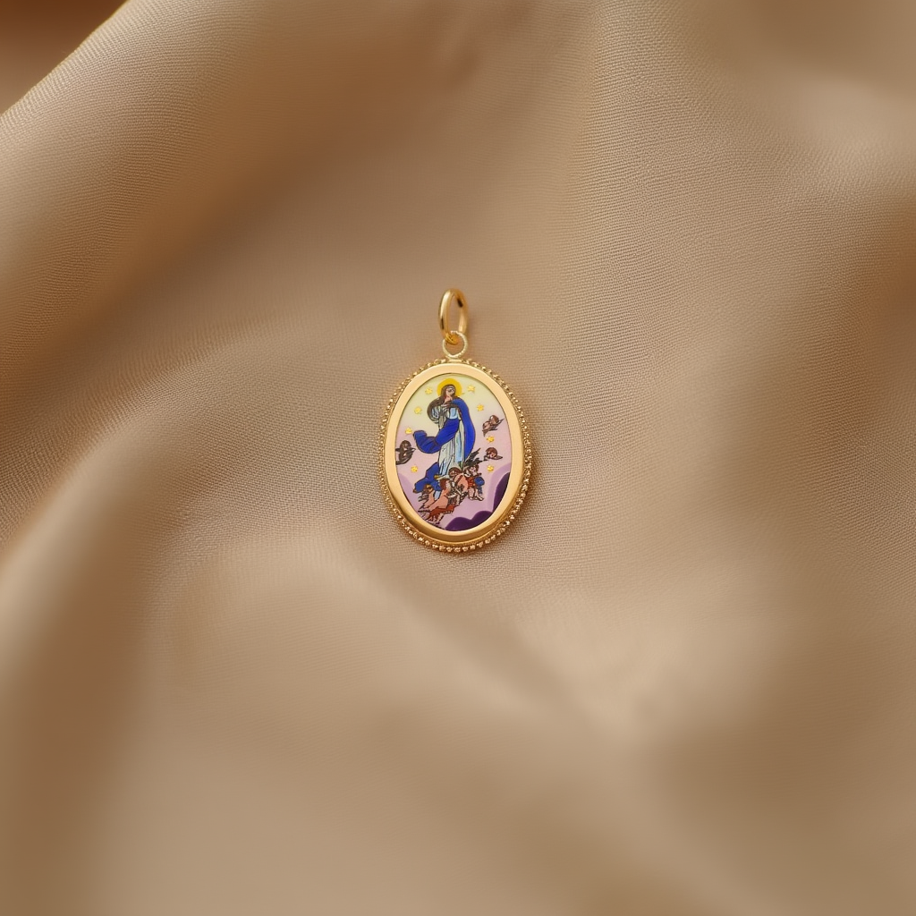 Medalla de Oro 19k con imagen de Nuestra Señora de la Concepción