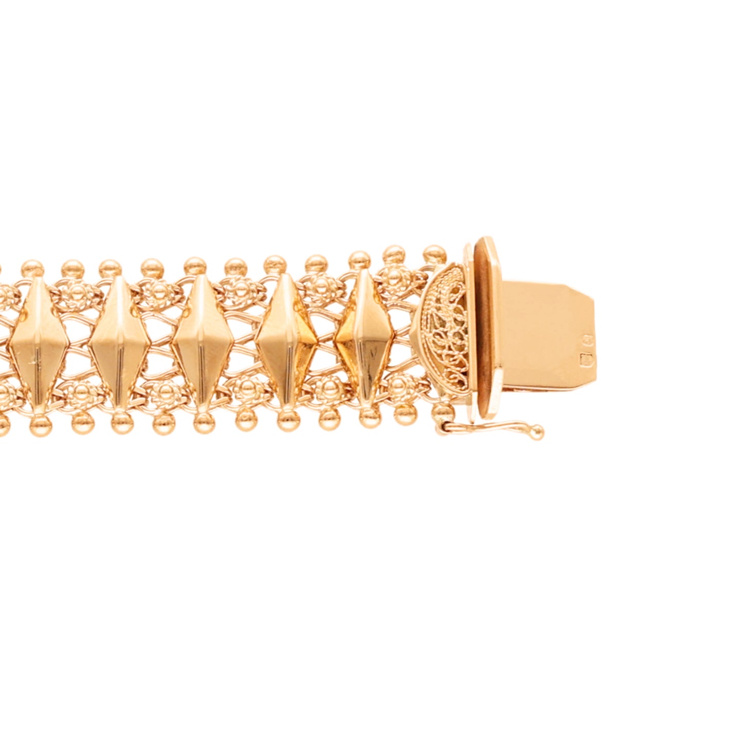 Pulseira Tapete em Ouro 19kl com Losangos e Caramujos