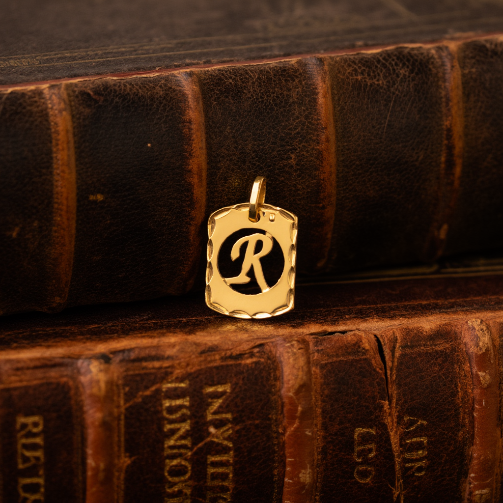 Medalla con la letra J rayada en oro de 19 k (1,5 cm)