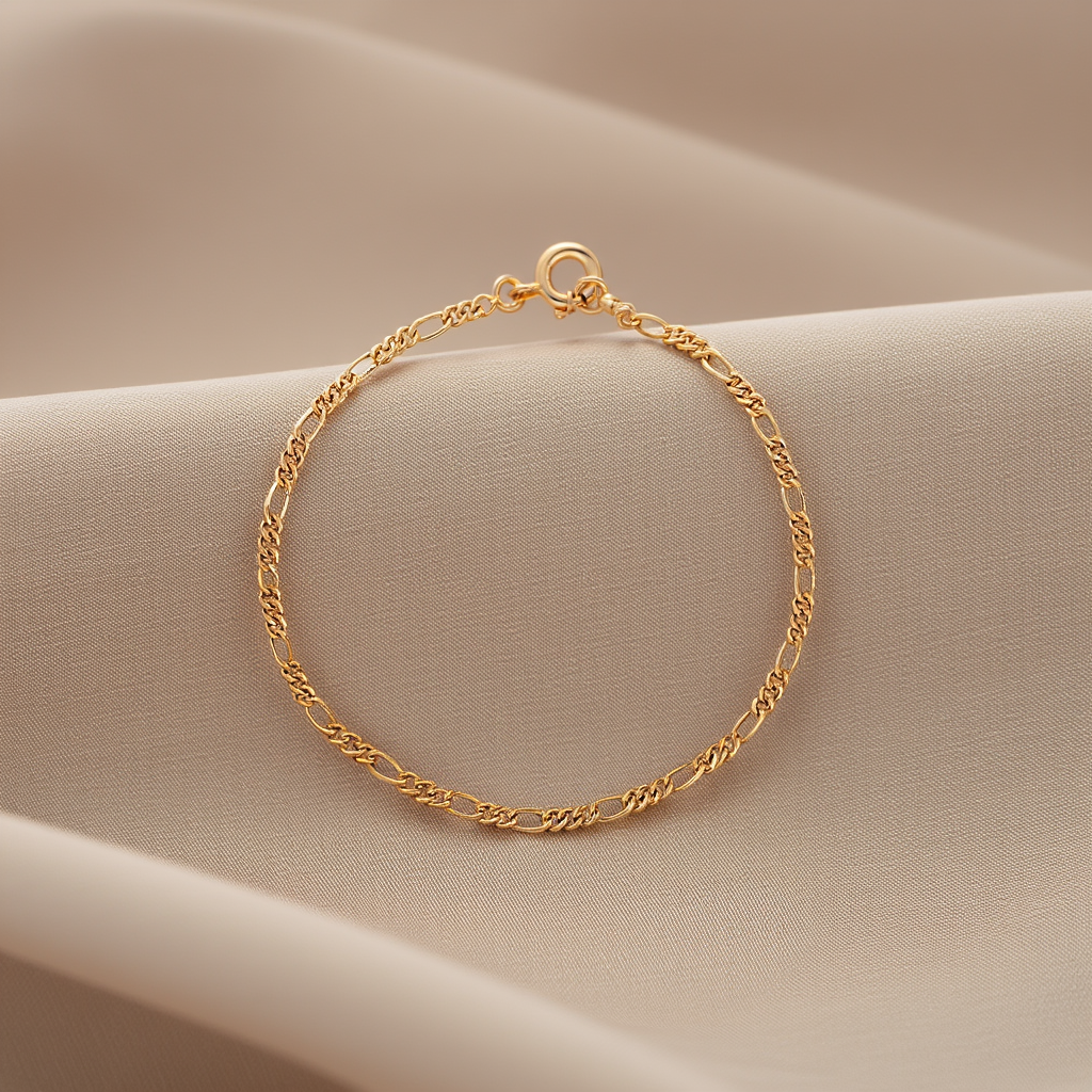 Pulseira Criança Malha 3x1 em Ouro 19kl (14cm)