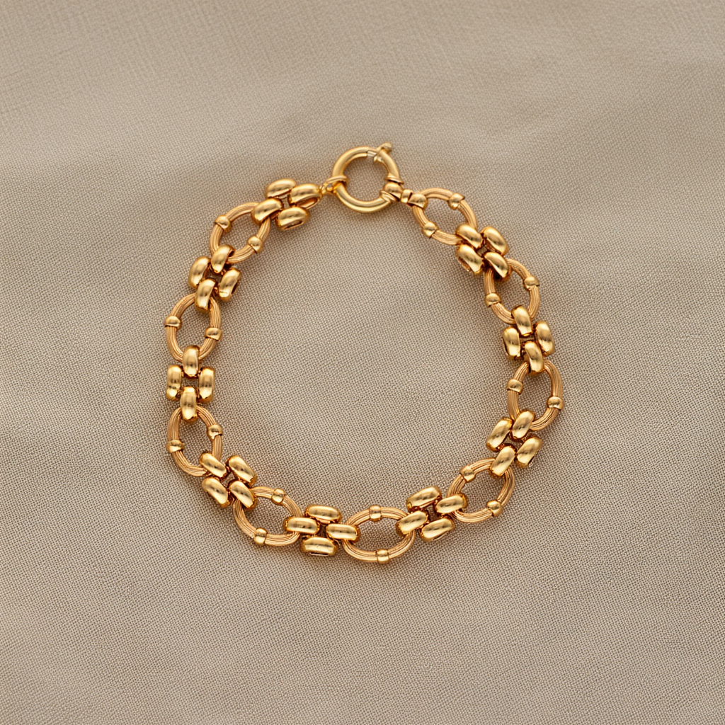 Pulseira em Ouro 19kl com Elos Trabalhados (19cm)