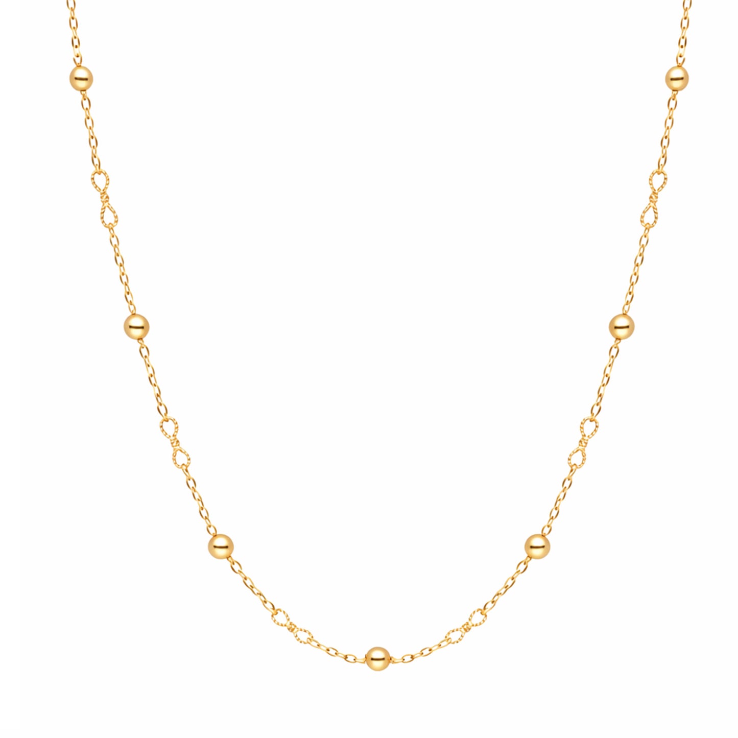 Fio Malha Infinito em Ouro 19kl com Esferas (50.5cm)