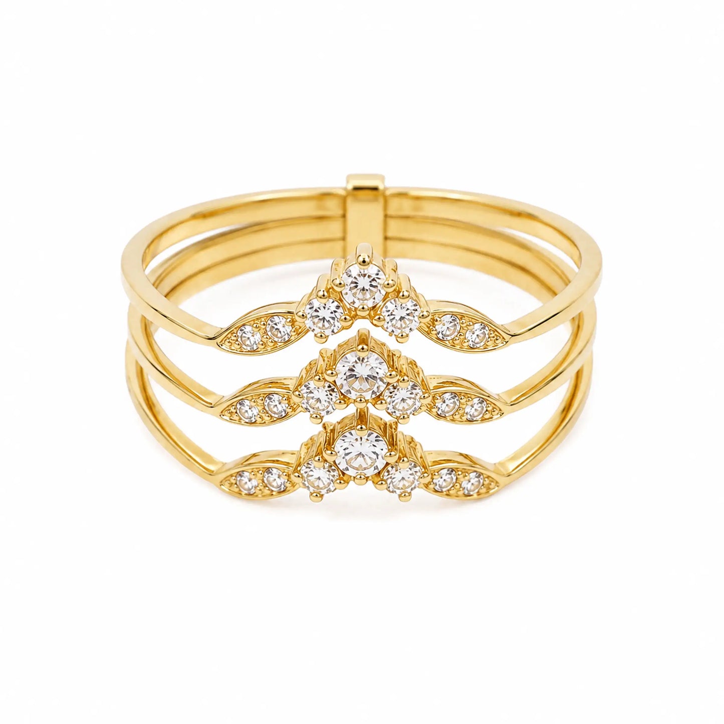 Anel em Ouro 19kl com Tiaras de Zircónias (T15)