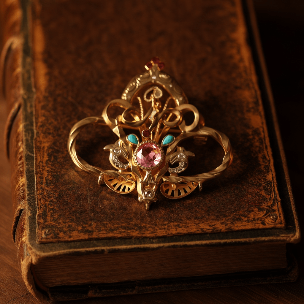 Alfinete em Ouro 19kl com Zircónias Coloridas - Loja do Ouro