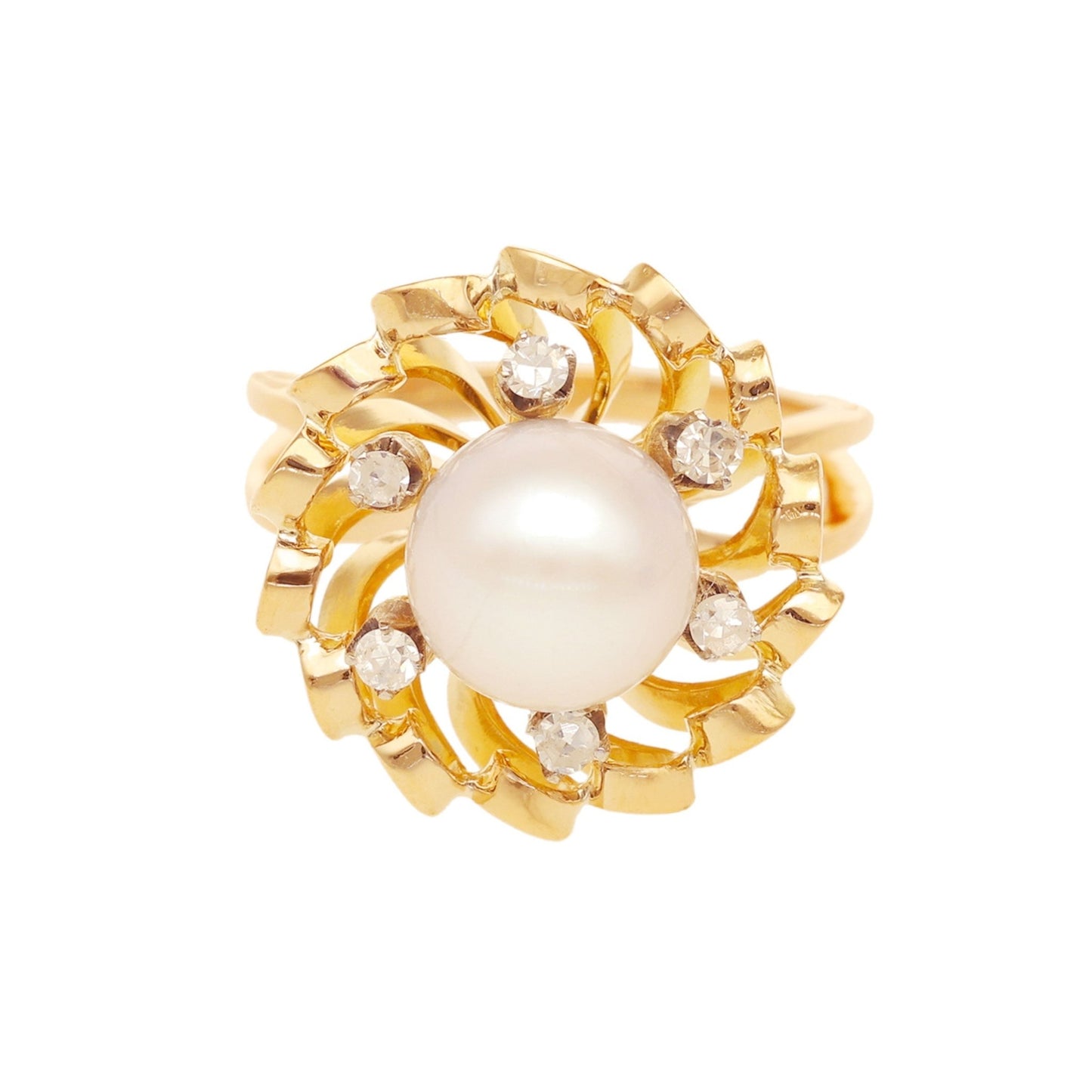 Anel Baronesa em Ouro 19kl com Pérola e Diamantes (T10) - Loja do Ouro