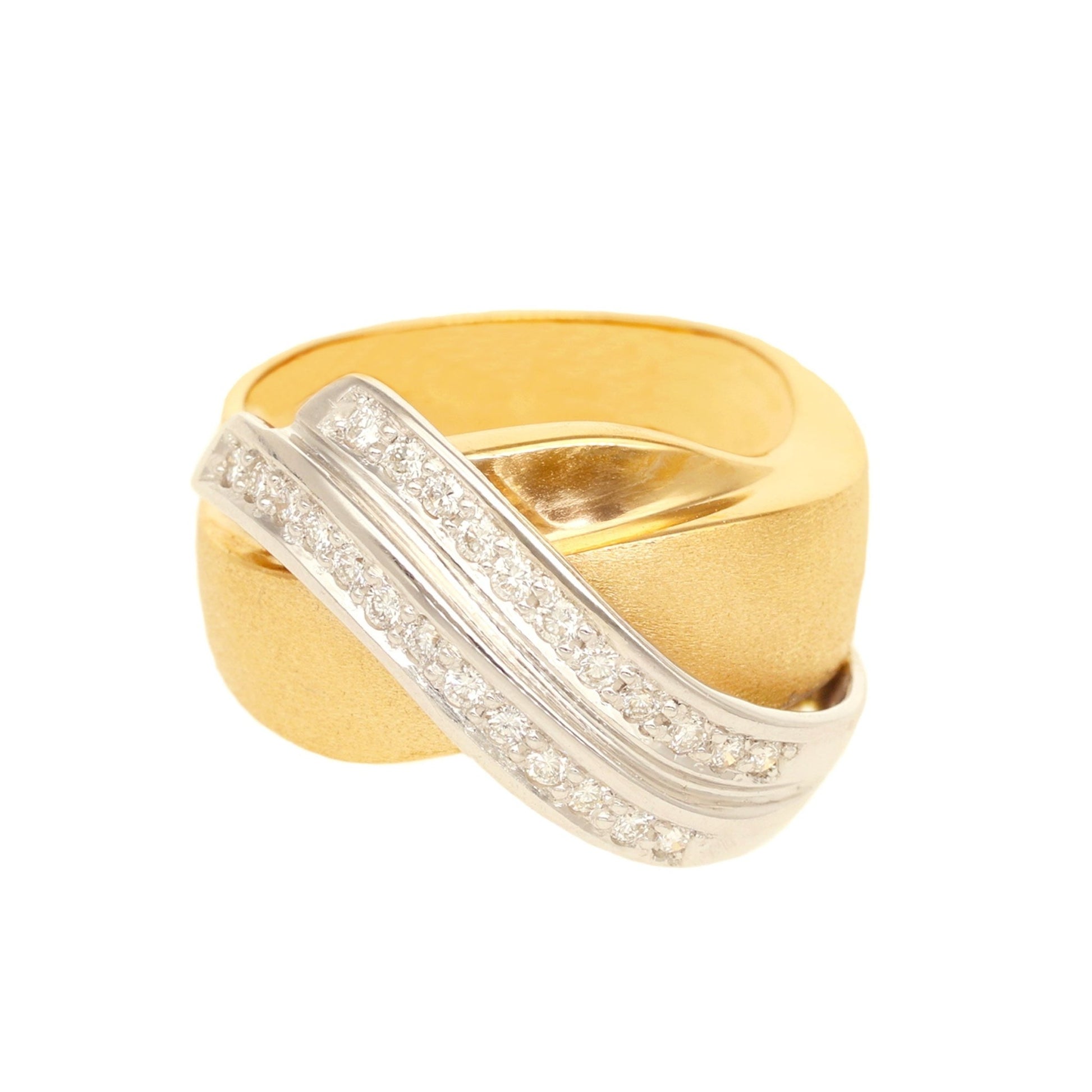 Anel Bicolor em Ouro 19kl com Diamantes (T17) - Loja do Ouro