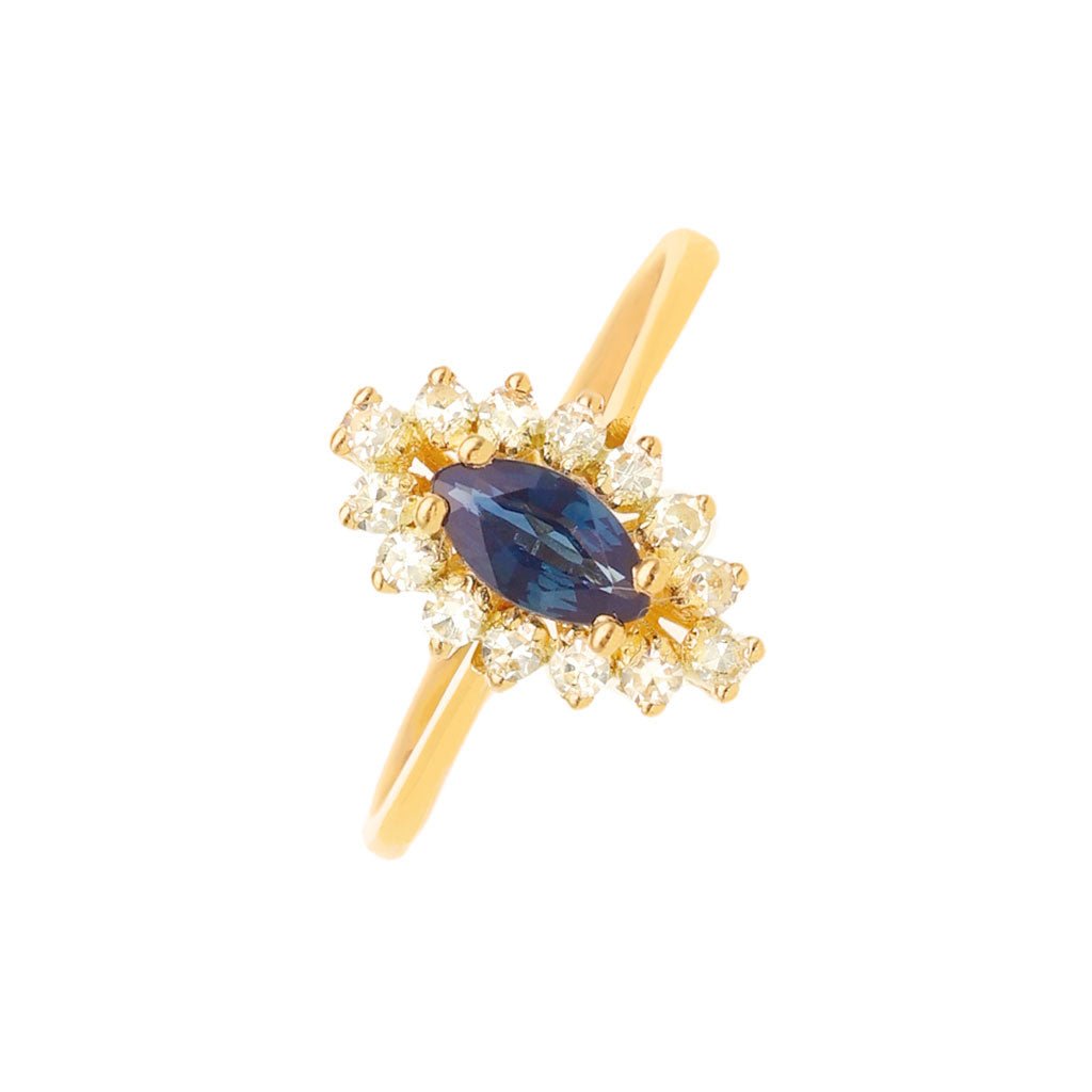 Anel Chuveiro em Ouro 19kl com Topazio e Diamantes (T8) - Loja do Ouro