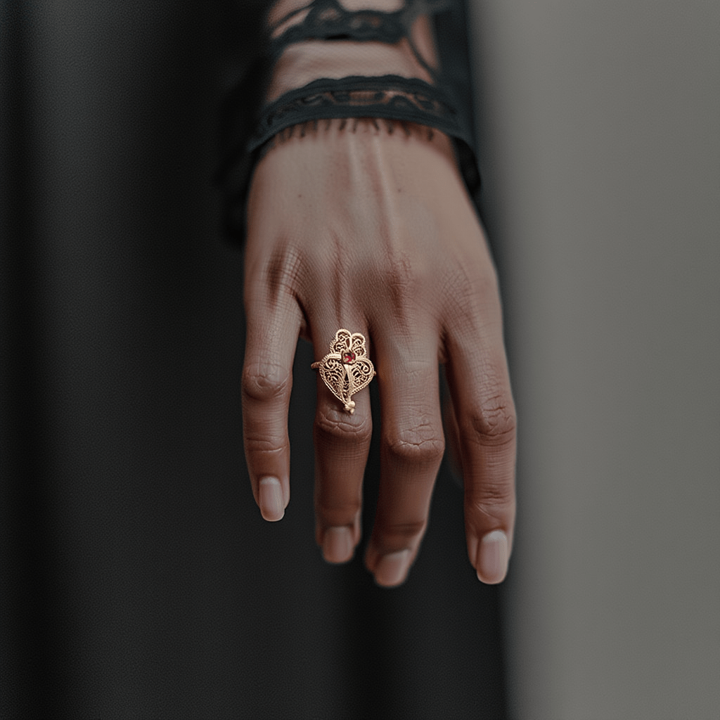Anel Coração de Lisboa em Prata Dourada - Loja do Ouro