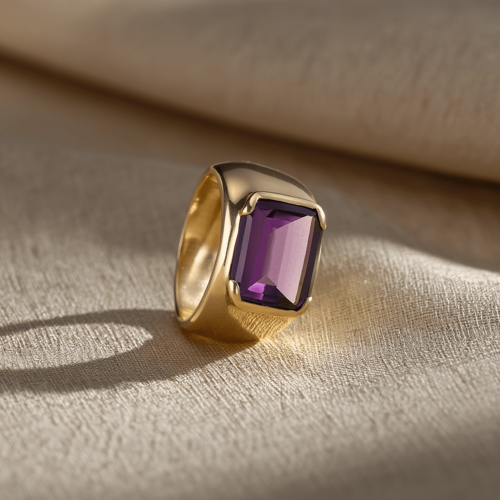 Anel em Ouro 19kl com Ametista (T16) - Loja do Ouro