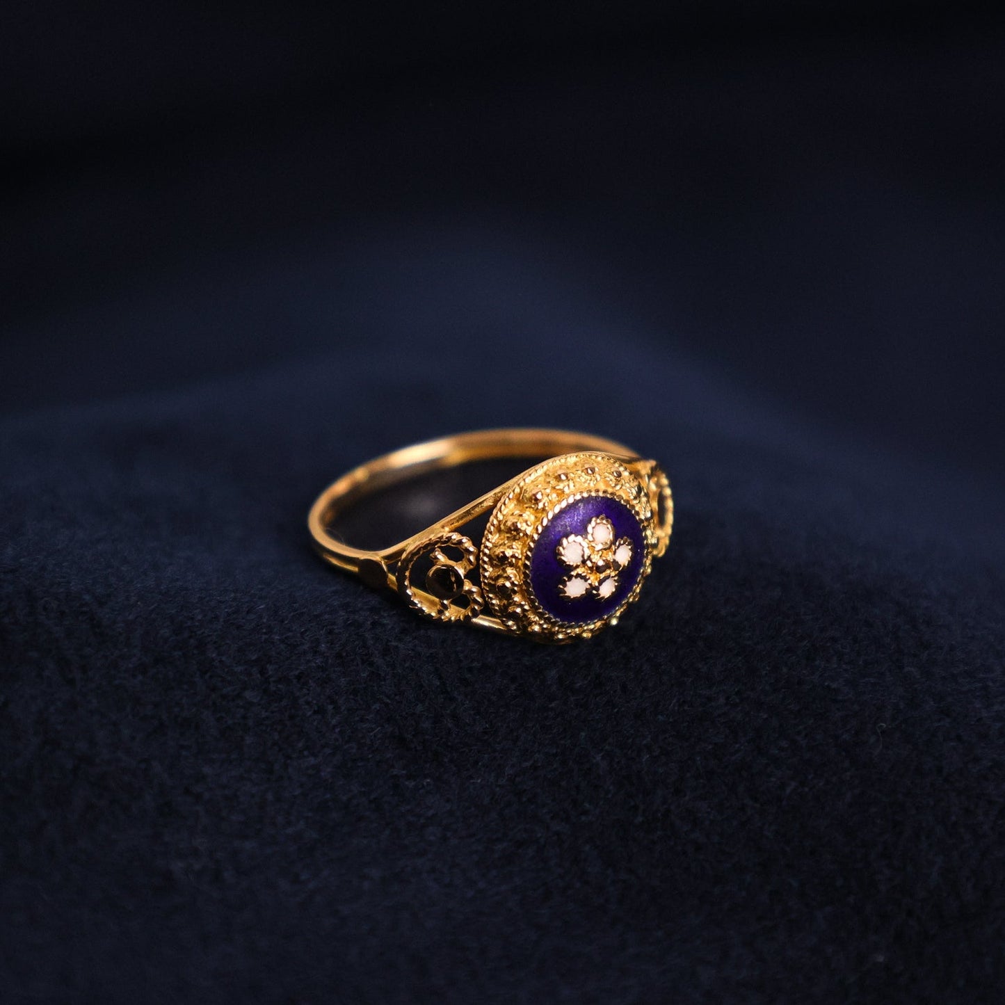 Anel em Ouro 19kl com Caramujos e Esmalte (T14) - Loja do Ouro