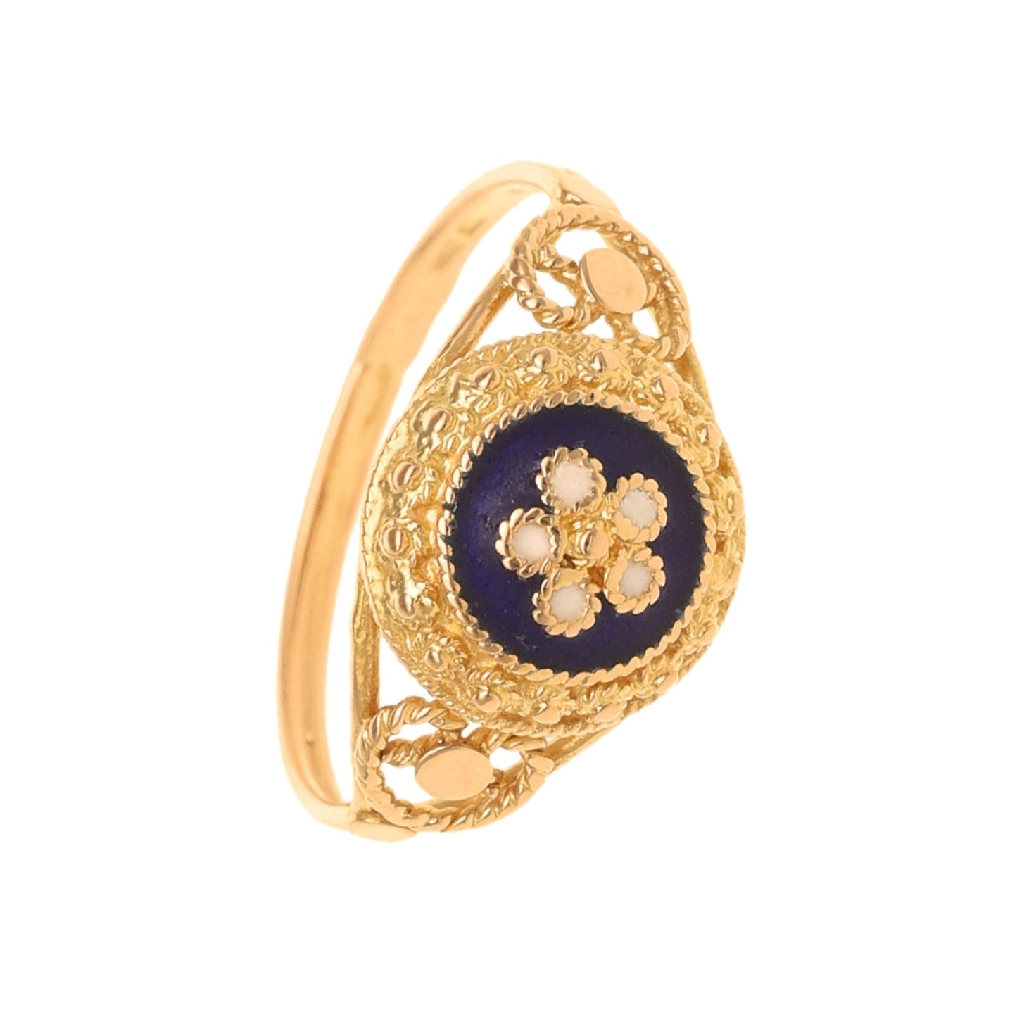 Anel em Ouro 19kl com Caramujos e Esmalte (T14) - Loja do Ouro