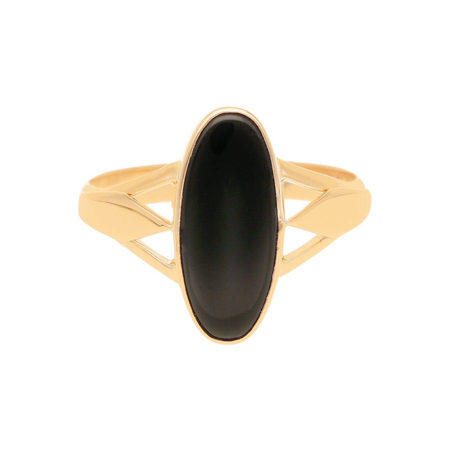 Anel em Ouro 19kl com Onix e Recortes (T26) - Loja do Ouro