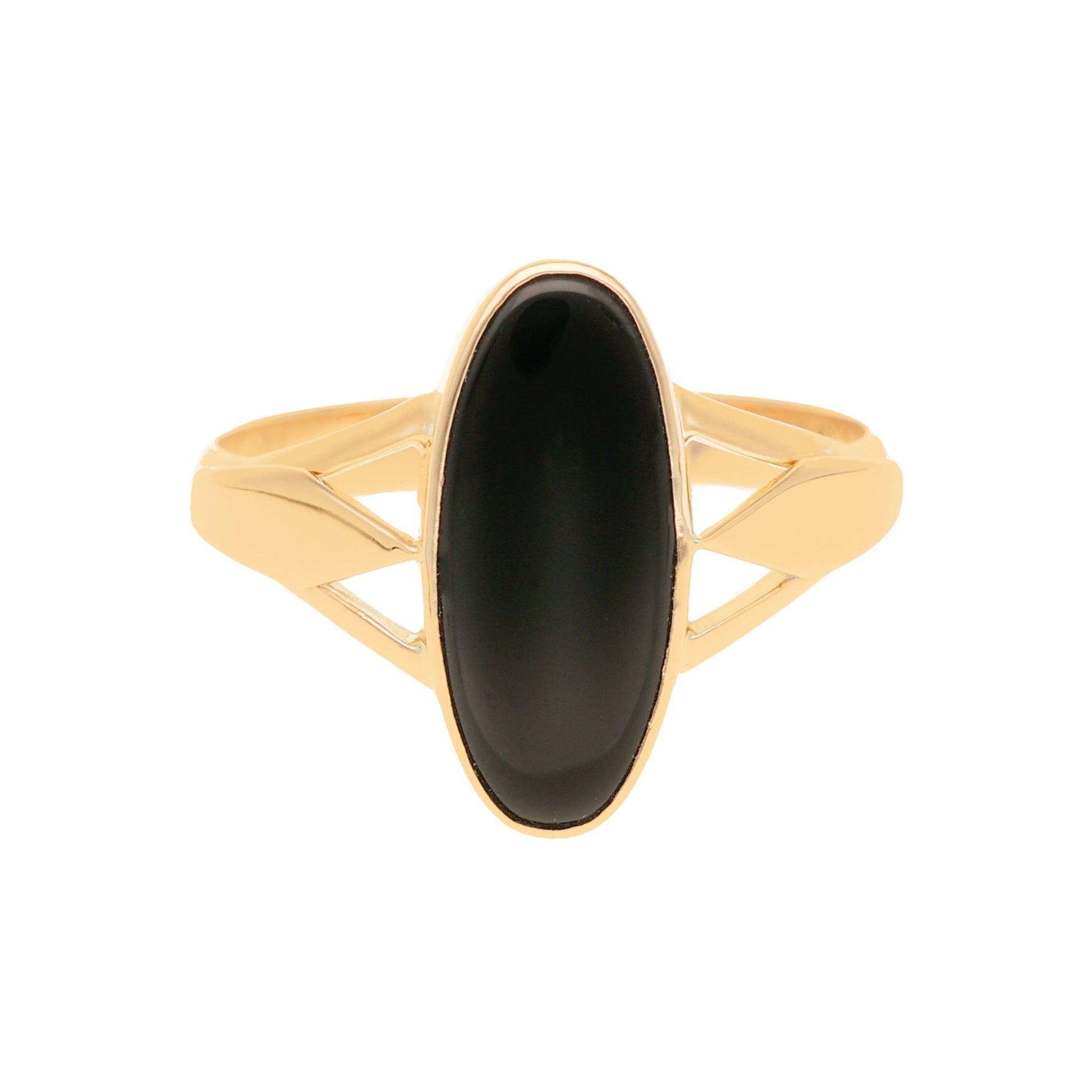 Anel em Ouro 19kl com Onix e Recortes (T26) - Loja do Ouro