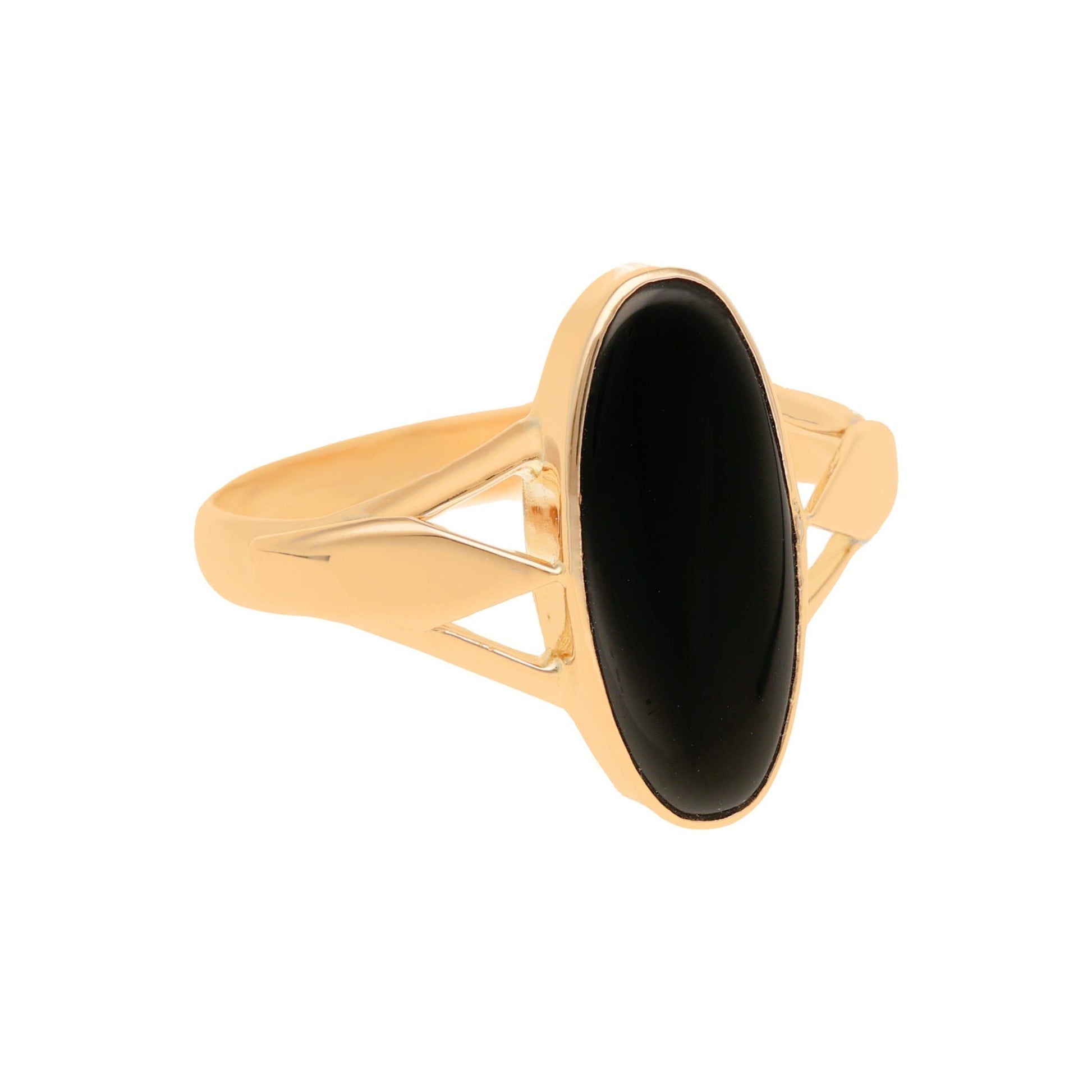 Anel em Ouro 19kl com Onix e Recortes (T26) - Loja do Ouro