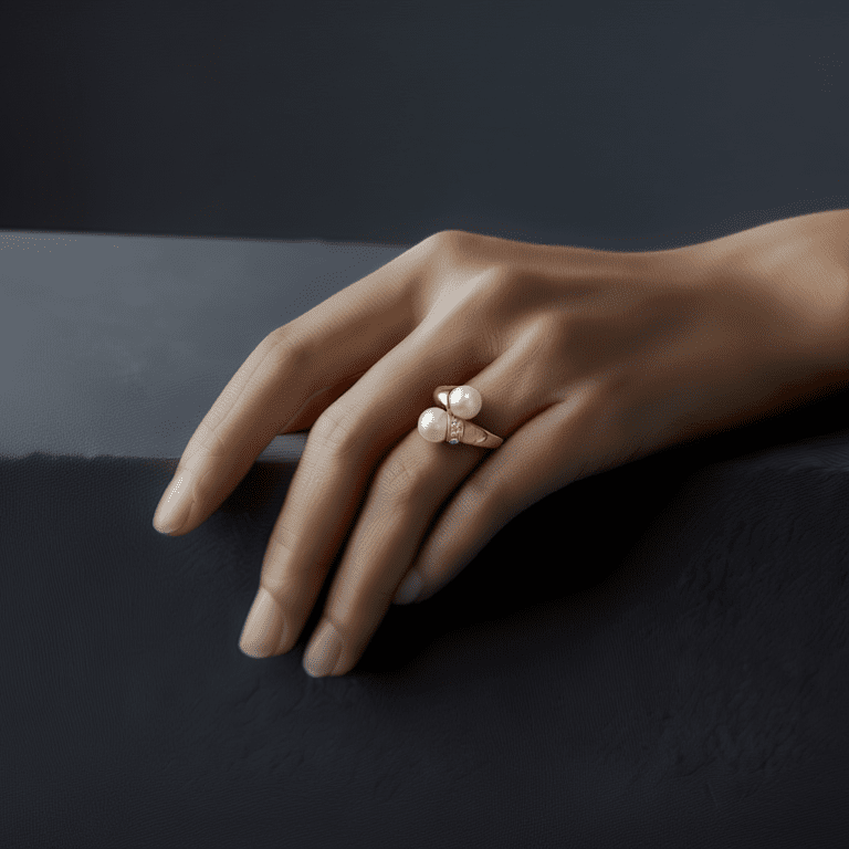 Anel em Ouro 19kl com Pérolas e Diamantes (T17) - Loja do Ouro