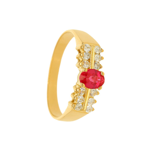 Anel em Ouro 19kl com Rubi e Zircónias (T19) - Loja do Ouro
