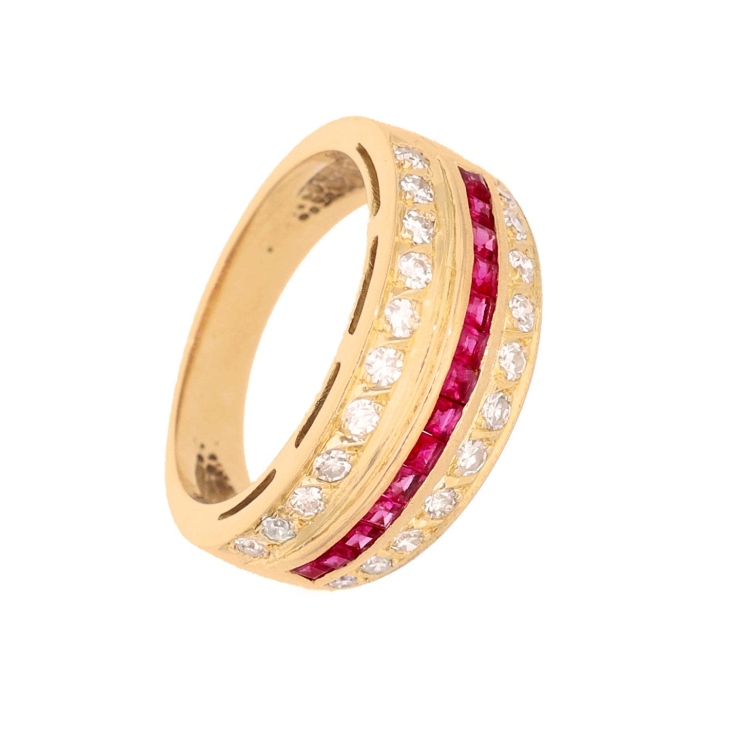 Anel em Ouro 19kl com Rubis e Diamantes (T12) - Loja do Ouro