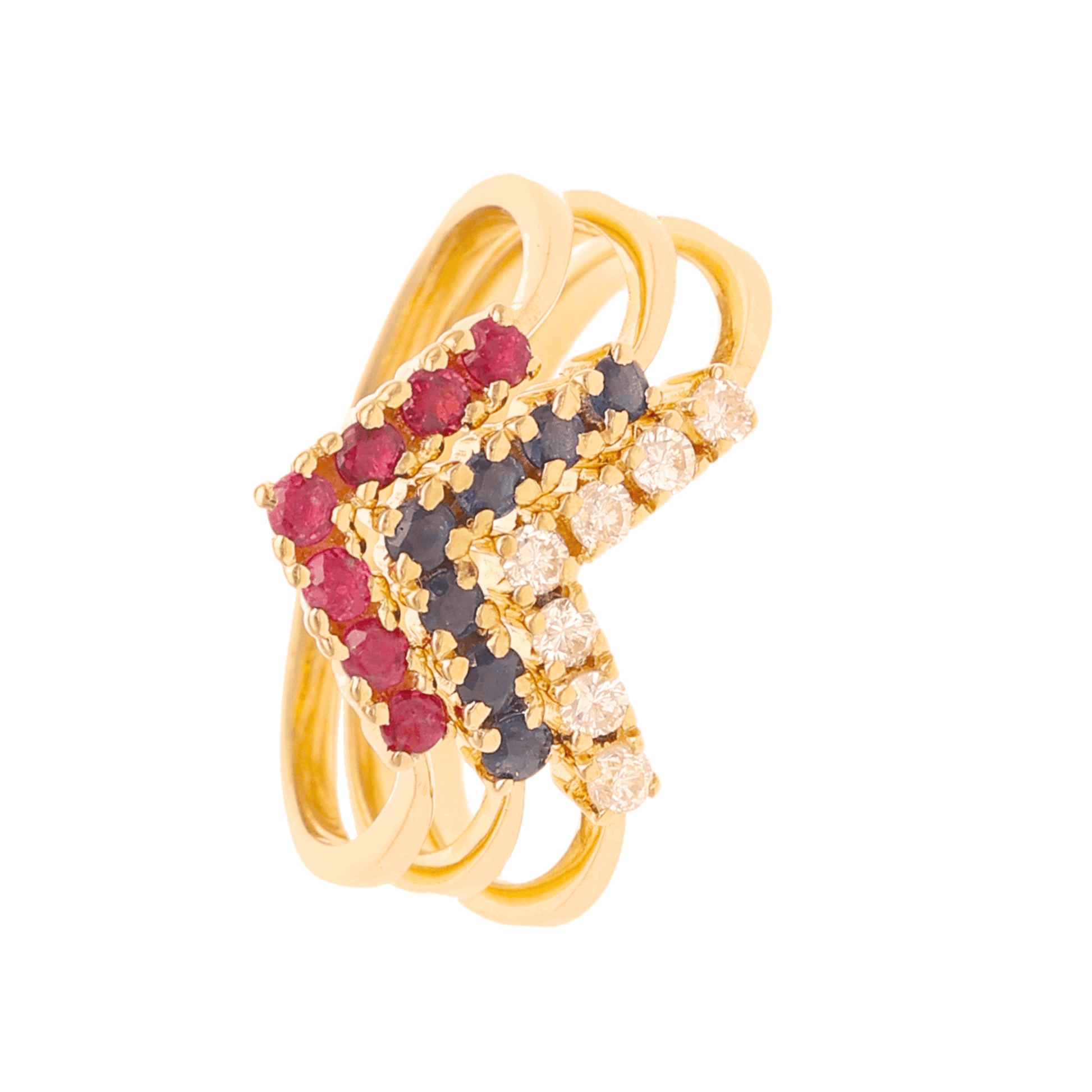 Anel em Ouro 19kl com Tiara de Diamantes (T15) - Loja do Ouro