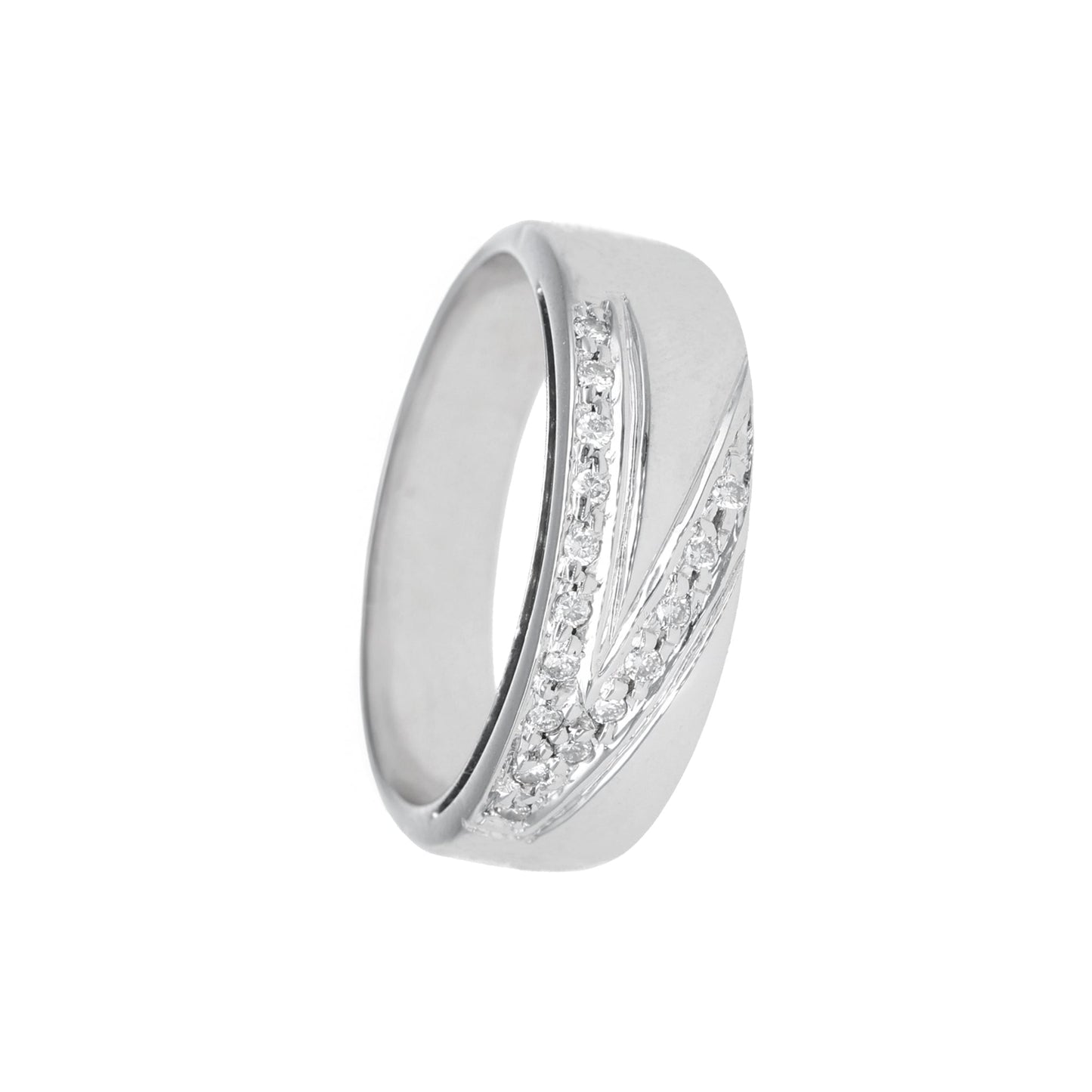 Anel em Ouro Branco com Zircónias Brilhantes (T16) - Loja do Ouro