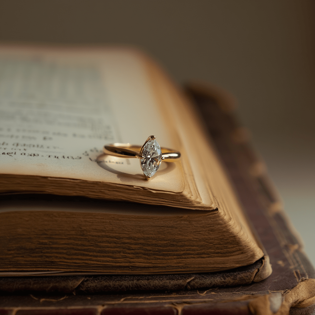 Anel em Prata Dourada com Zircão Talhe Marquesa - Loja do Ouro