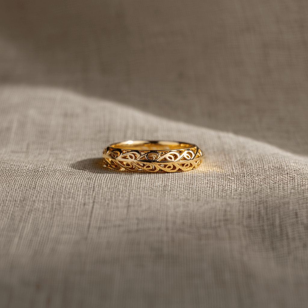 Anel Filigrana em Prata Dourada - Loja do Ouro