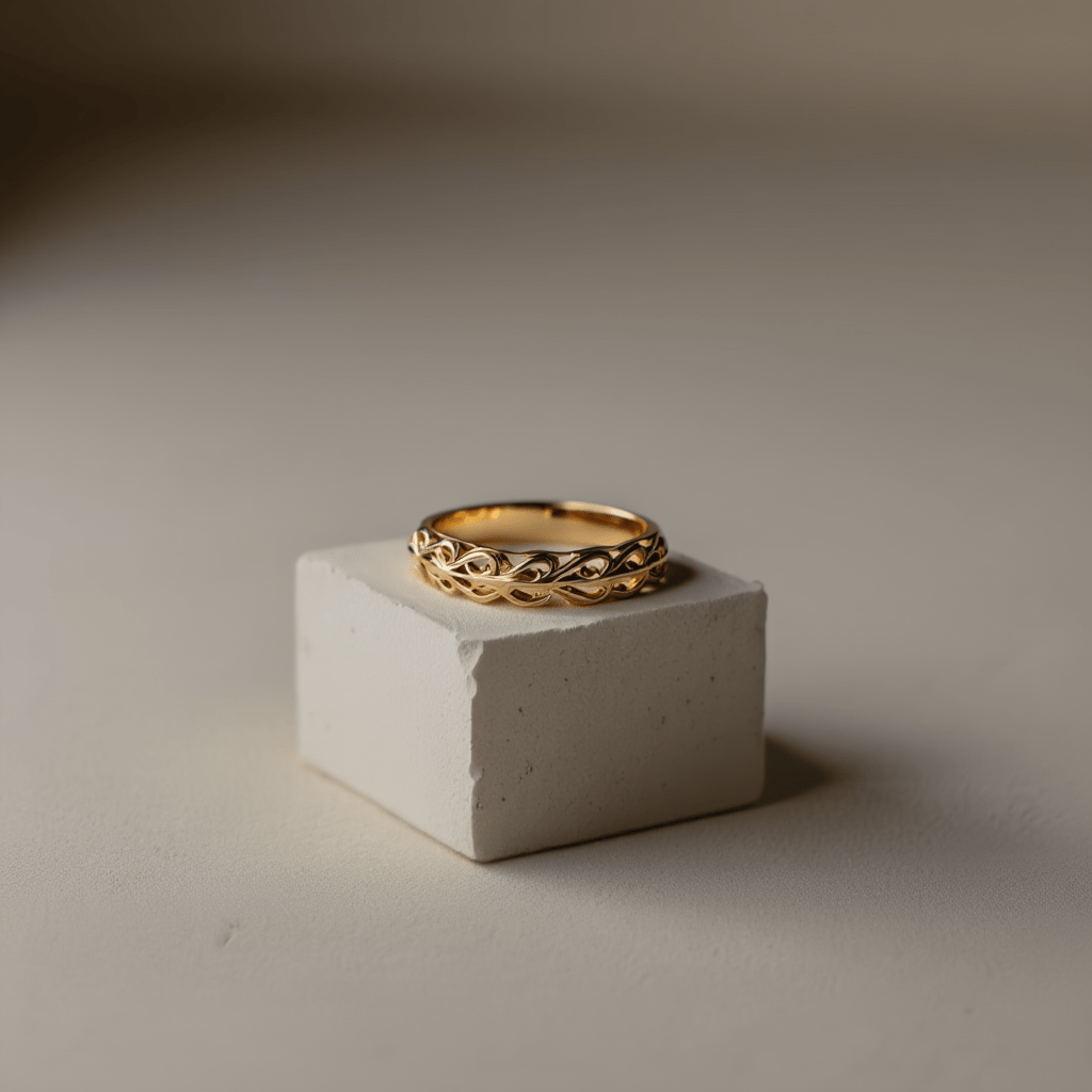 Anel Filigrana em Prata Dourada - Loja do Ouro