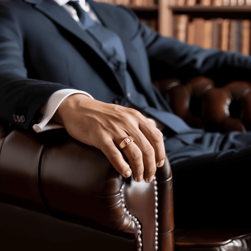 Anel Homem em Ouro 19kl com Diamante (T27) - Loja do Ouro