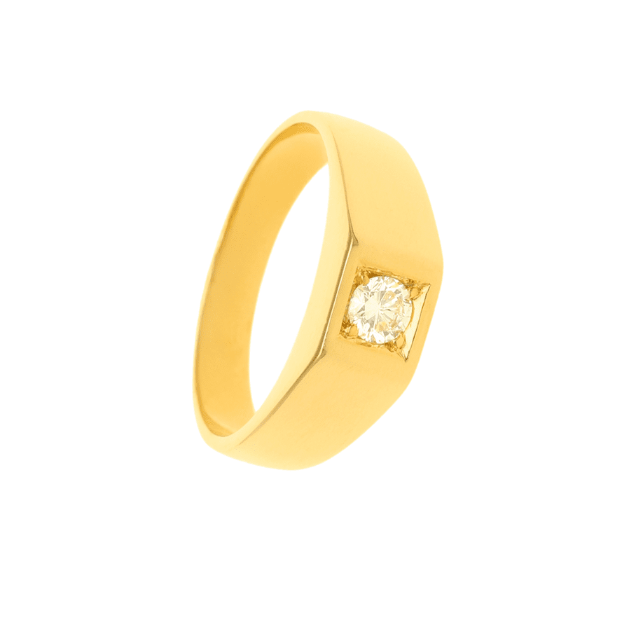 Anel Homem em Ouro 19kl com Diamante (T27) - Loja do Ouro