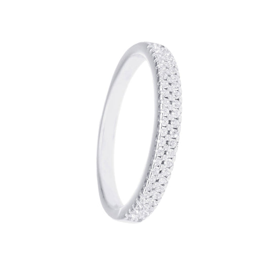 Anel Meia Memória em Prata e Dupla Fiada de Zircónias - Loja do Ouro