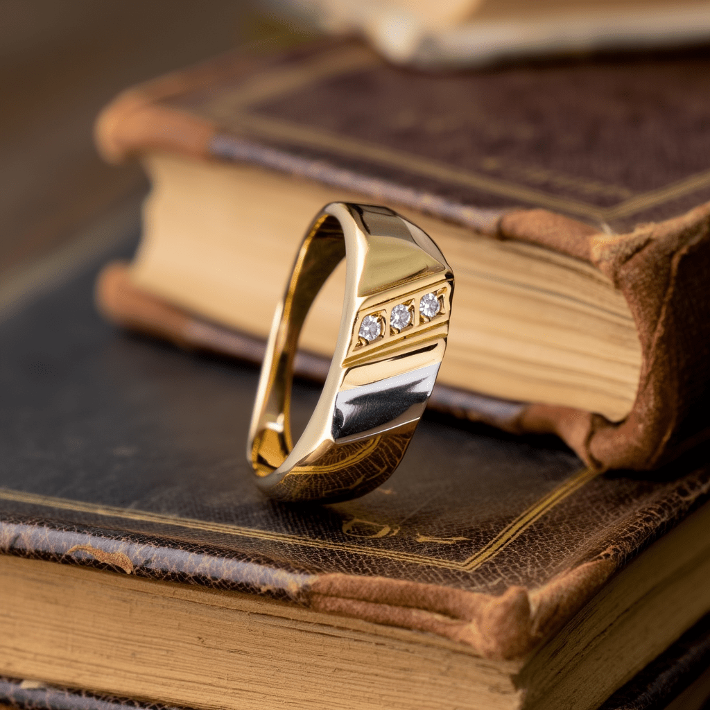 Anel Mesa em Ouro Bicolor 19kl com Zircónias (T18) - Loja do Ouro