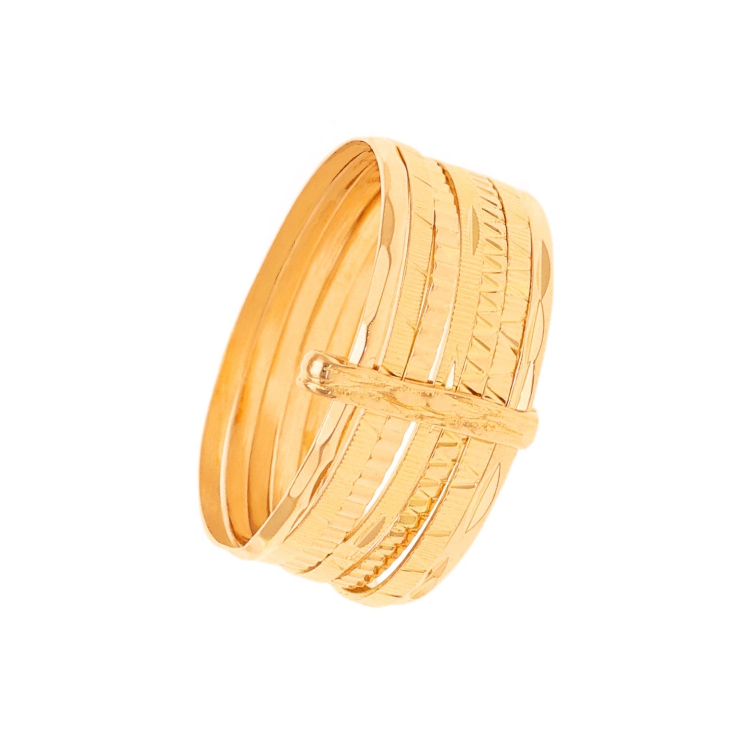 Anel Sete Escravas em Ouro 19kl com Aros Lapidados (T15) - Loja do Ouro