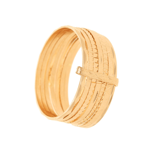 Anel Sete Escravas em Ouro 19kl com Aros Lapidados (T23) - Loja do Ouro