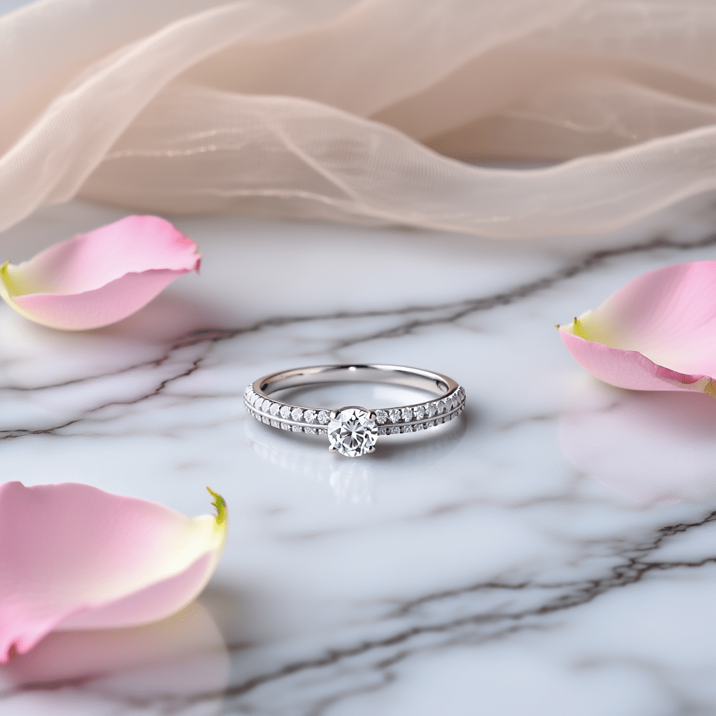 Anel Solitário em Ouro Branco de 19kl com Zircónias (T17) - Loja do Ouro