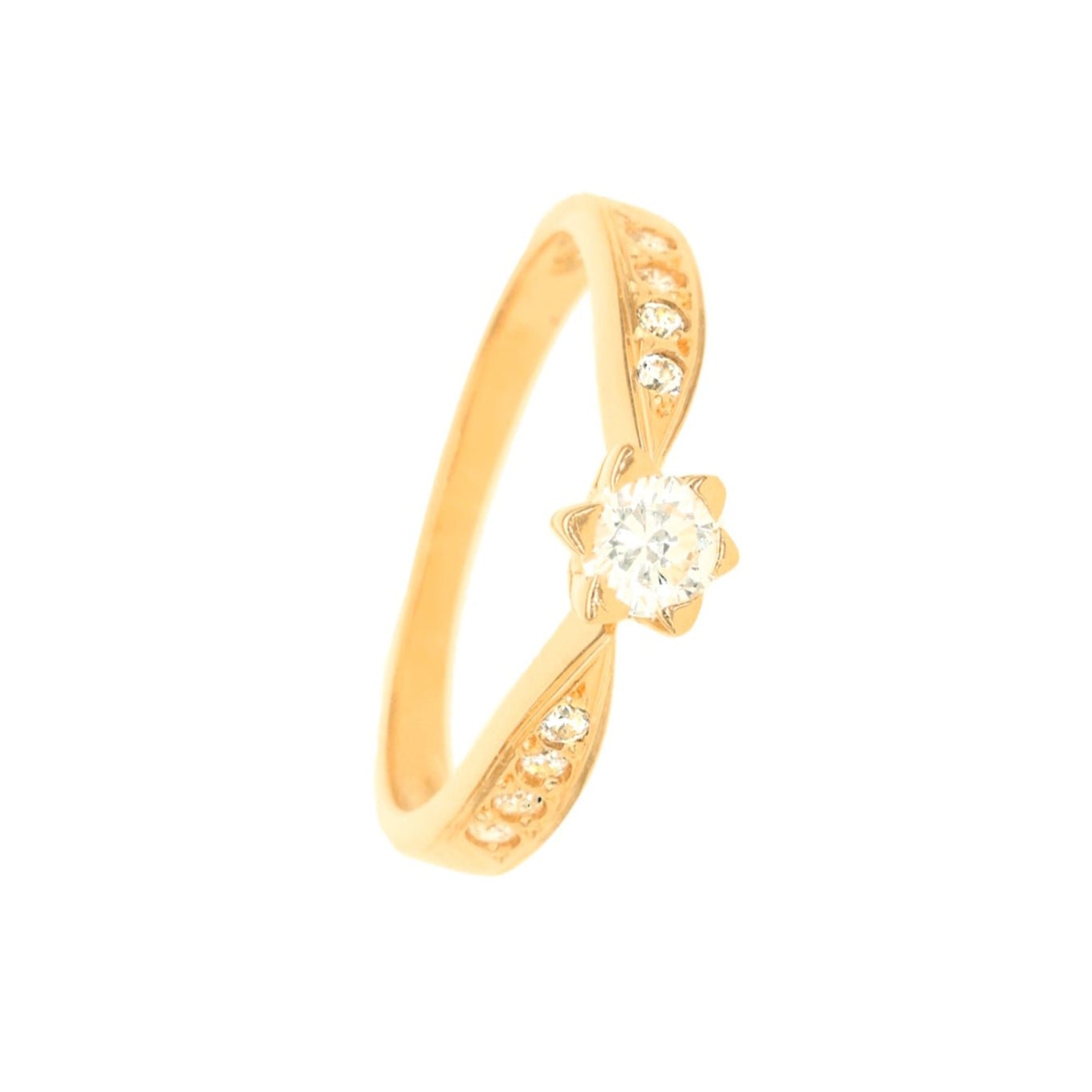 Anel Solitário Imperial em Ouro de 19kl com Zircónias (T16) - Loja do Ouro