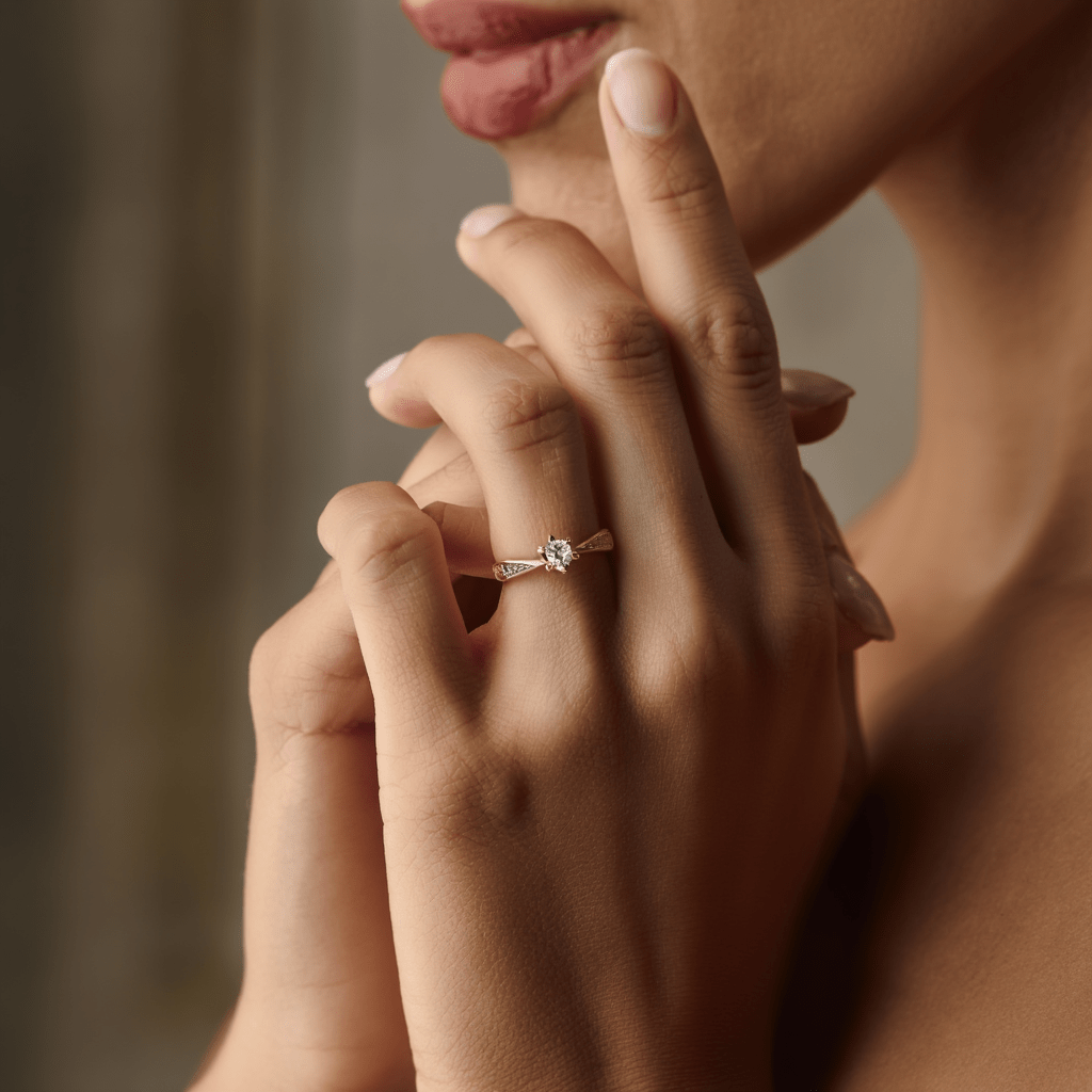 Anel Solitário Imperial em Ouro de 19kl com Zircónias (T16) - Loja do Ouro