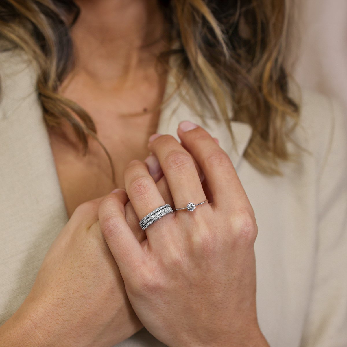 Anel Solitário Lady Bella em Ouro Branco 18kl com Zircónia - Loja do Ouro