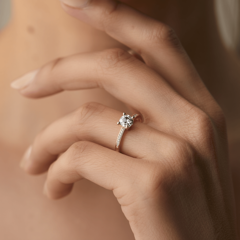 Anel Solitário Lady Sarah em Ouro 14kl com Zircónias - Loja do Ouro