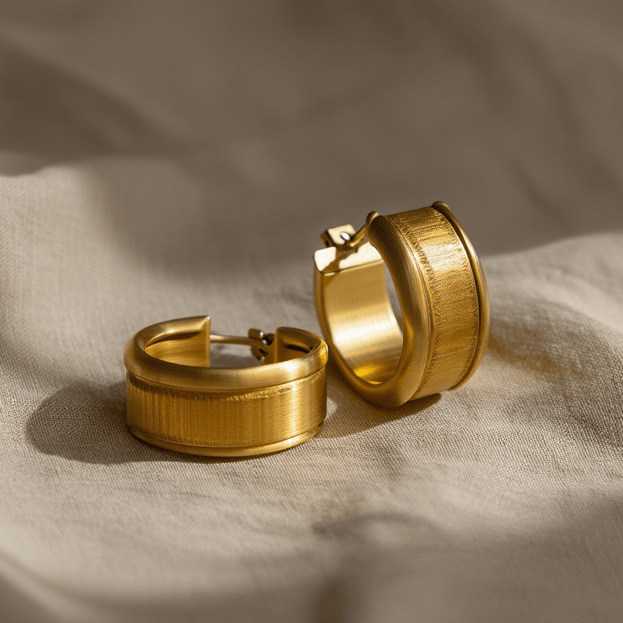 Argolas Largas Escovadas em Ouro 19kl (1.5cm) - Loja do Ouro