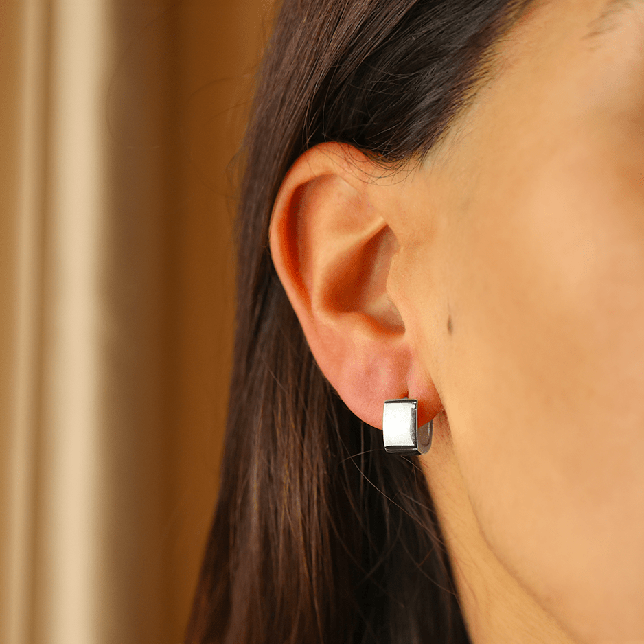 Argolas Quadradas em Prata (1cm) - Loja do Ouro