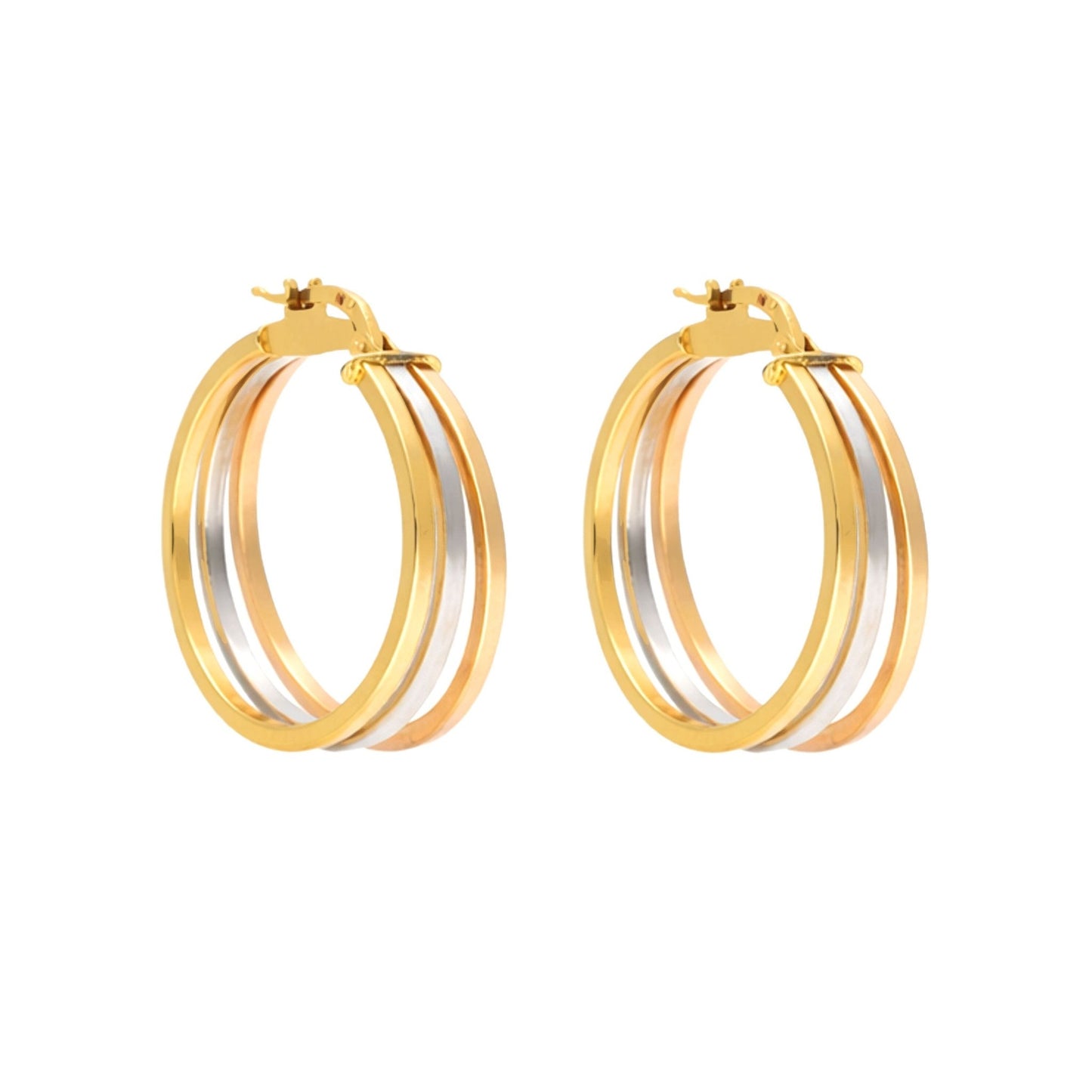 Argolas Tricolor em Ouro 19kl - Loja do Ouro