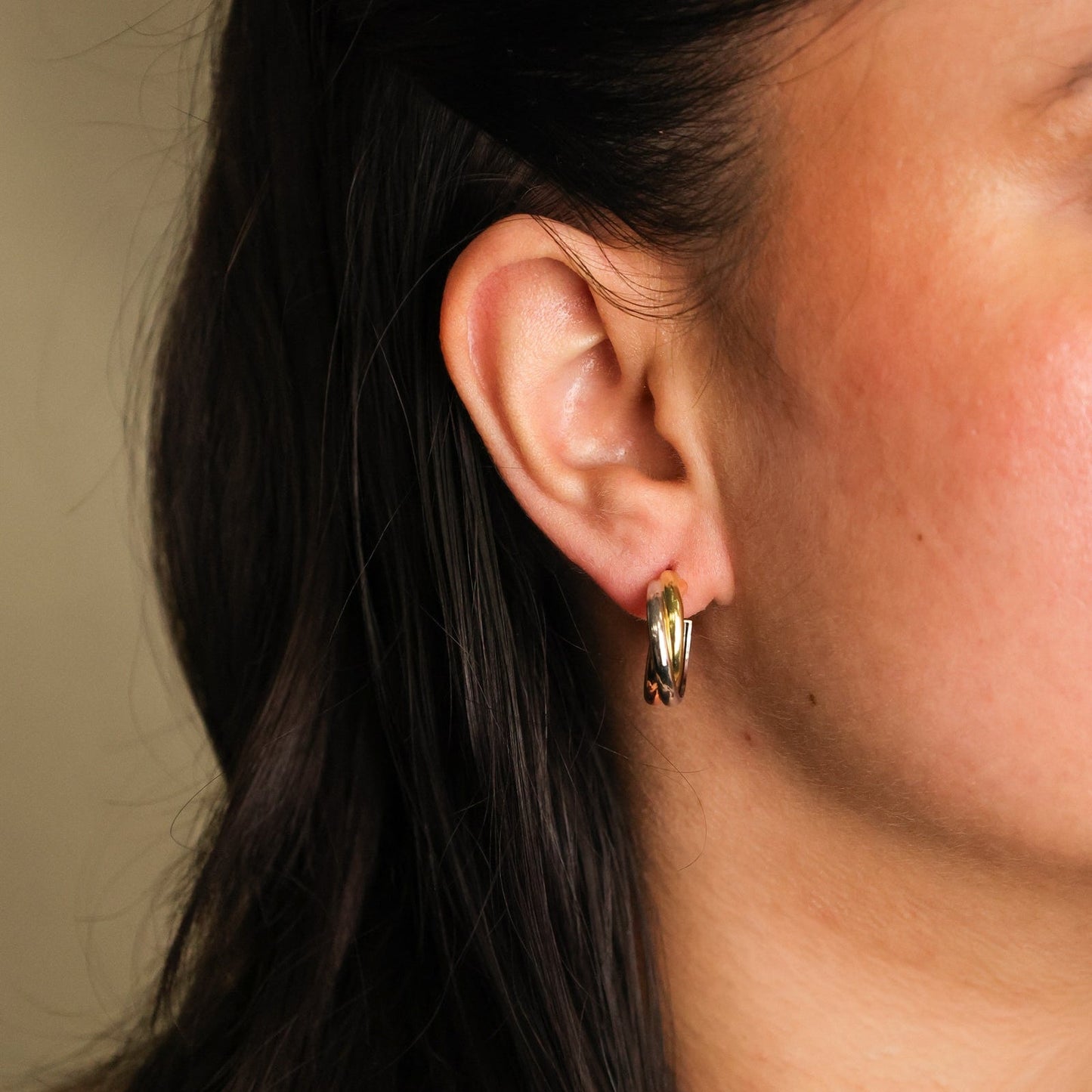 Argolas Tricolor em Ouro de 19kl - Loja do Ouro