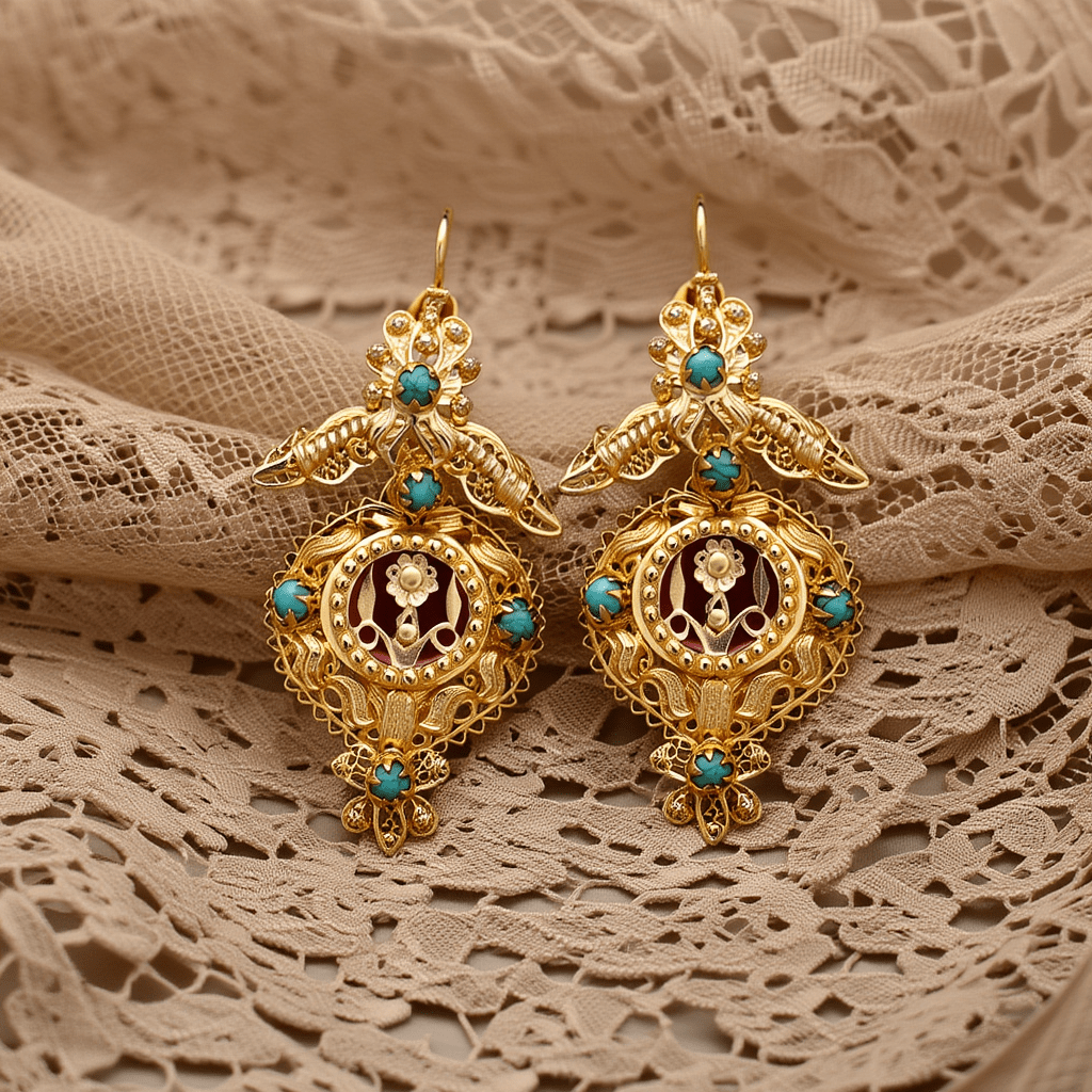 Brincos Alma Lusitana em Prata Dourada (5.7cm) - Loja do Ouro