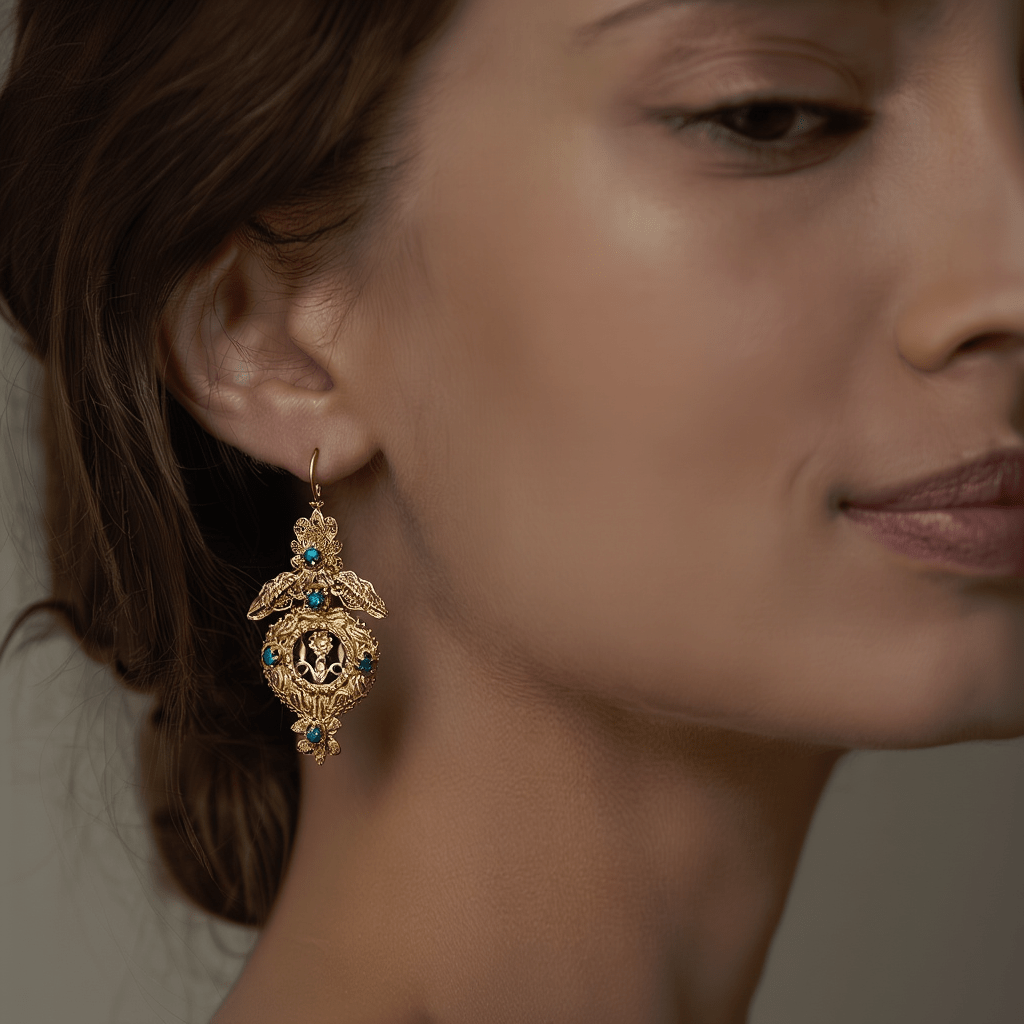 Brincos Alma Lusitana em Prata Dourada (5.7cm) - Loja do Ouro