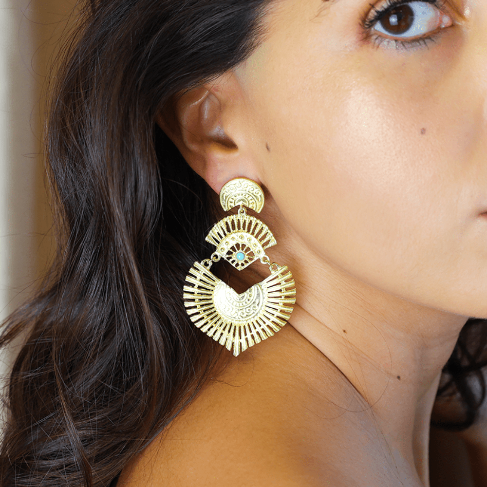 Brincos Aurora em Prata Dourada e Pérola Aqua - Loja do Ouro