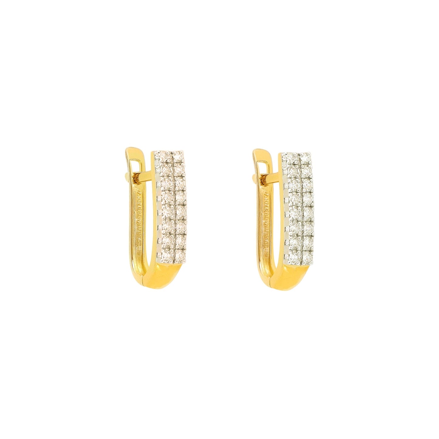 Brincos Bicolor em Ouro 19kl com Zircónias (1.5cm) - Loja do Ouro